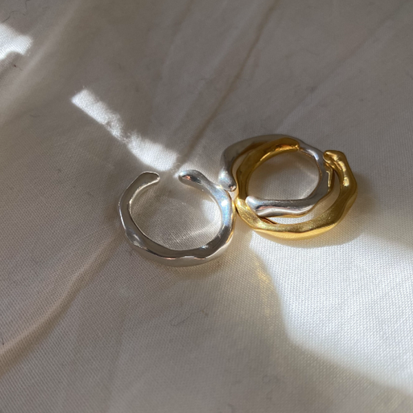 [verte][925 silver] Cinq.silver.119 / courant ring (2 color)