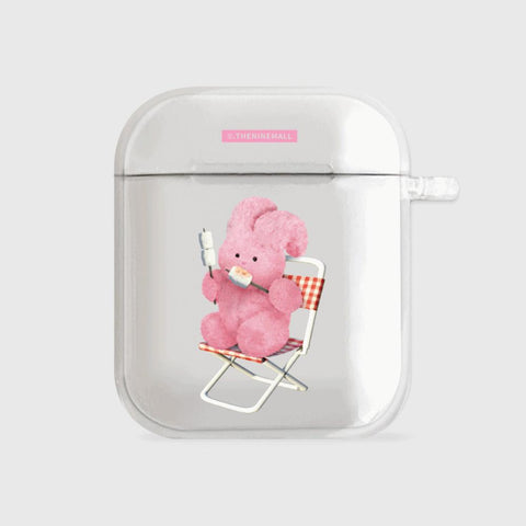 [THENINEMALL] Pink Camping Windy AirPods Clear Case
