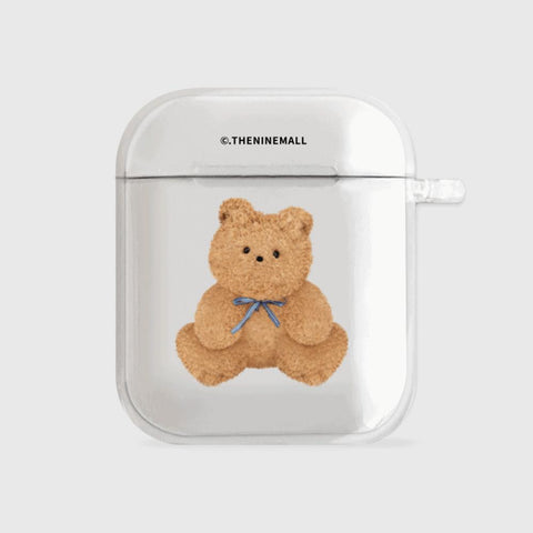 [THENINEMALL] Ribbon Teddy Gummy AirPods Clear Case