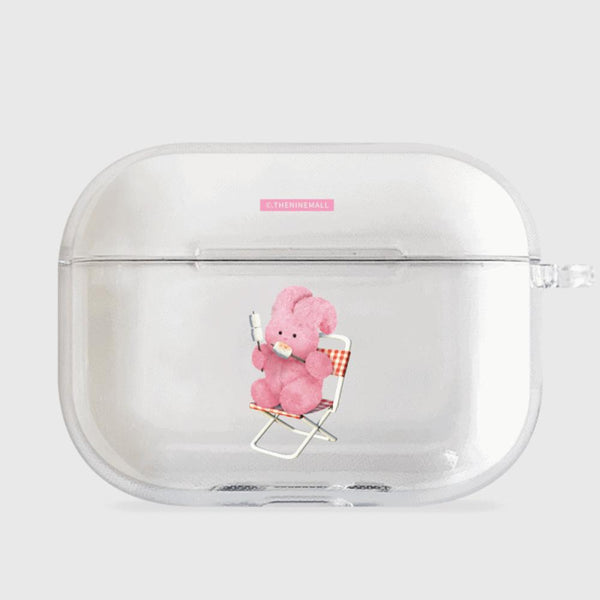 [THENINEMALL] Pink Camping Windy AirPods Clear Case