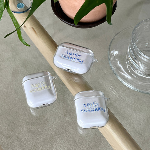 [Mademoment] 해피니스 레터링 디자인 Clear AirPods Case