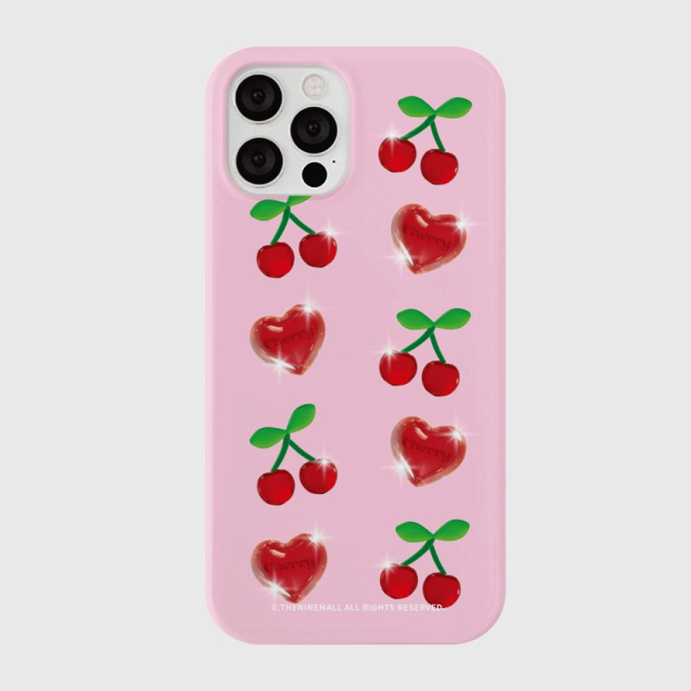 [THENINEMALL] Clear Cherry Pattern Hard Phone Case (2 types)