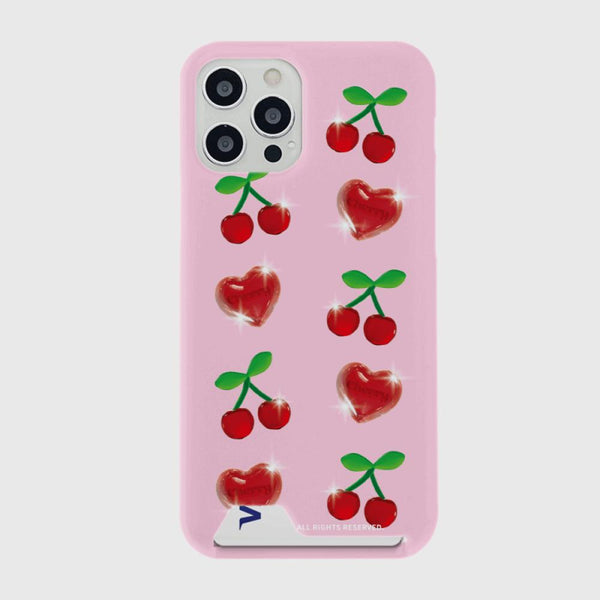 [THENINEMALL] Clear Cherry Pattern Hard Phone Case (2 types)