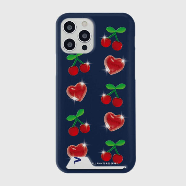 [THENINEMALL] Clear Cherry Pattern Hard Phone Case (2 types)