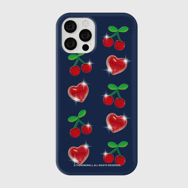 [THENINEMALL] Clear Cherry Pattern Hard Phone Case (2 types)