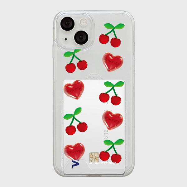 [THENINEMALL] Clear Cherry Pattern Clear Phone Case (3 types)