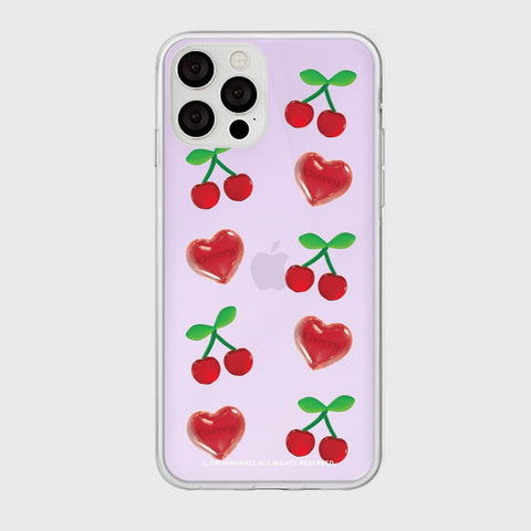 [THENINEMALL] Clear Cherry Pattern Mirror Phone Case