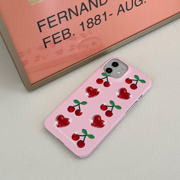 [THENINEMALL] Clear Cherry Pattern Hard Phone Case (2 types)