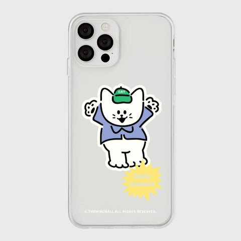 [THENINEMALL] Daily Capcat Clear Phone Case (2 types)