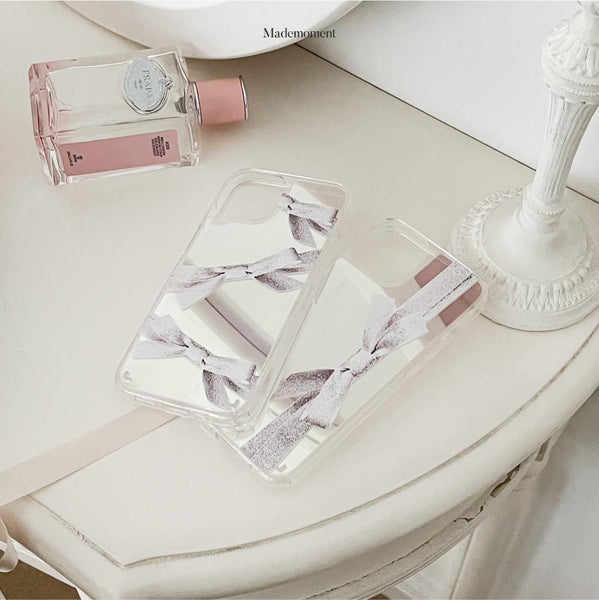 [Mademoment] Twinkle Ribbon Design Glossy Mirror Phone Case