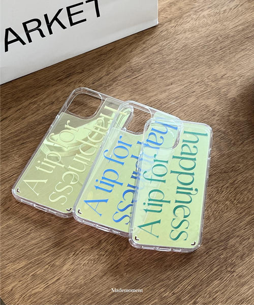 [Mademoment] 해피니스 레터링 디자인 Glossy Mirror Phone Case