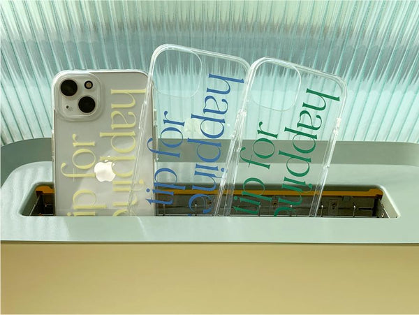 [Mademoment] 해피니스 레터링 디자인 Clear Phone Case (4 Types)