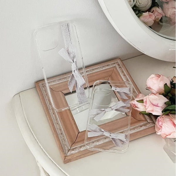 [Mademoment] Twinkle Ribbon Design Clear Phone Case (3 Types)