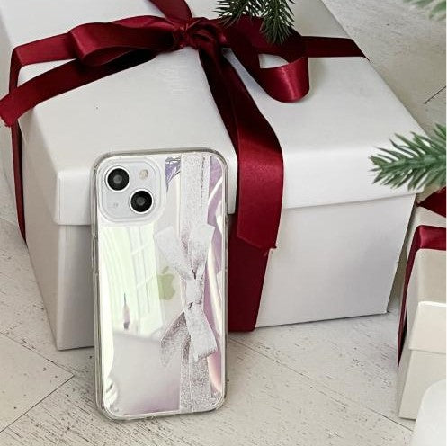 [Mademoment] Twinkle Ribbon Design Glossy Mirror Phone Case