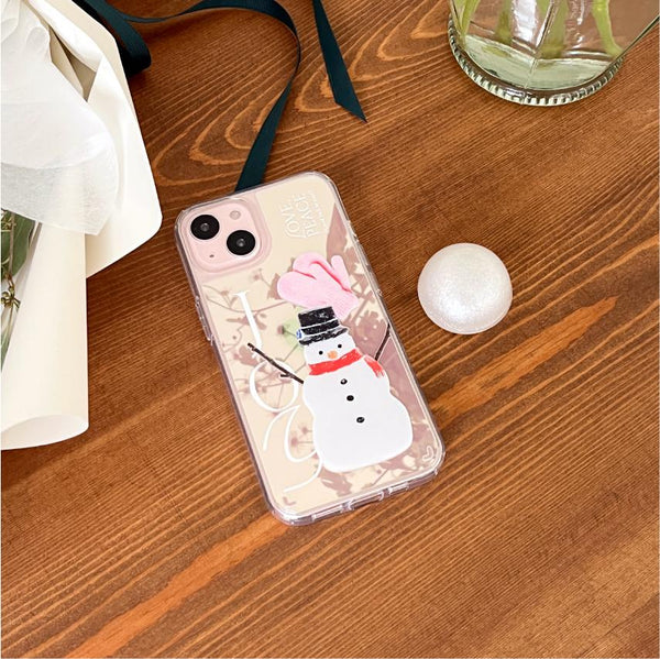 [Mademoment] Love And Joy Snowman Design Glossy Mirror Phone Case