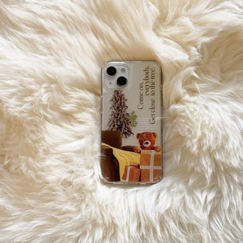 [Mademoment] Tree Bear Lettering Design Glossy Mirror Phone Case