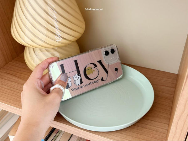 [Mademoment] Hey Momo Lettering Design Glossy Mirror Phone Case