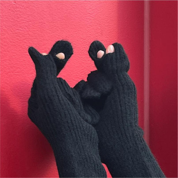 [Mademoment] Basic Wool Touch Black Gloves