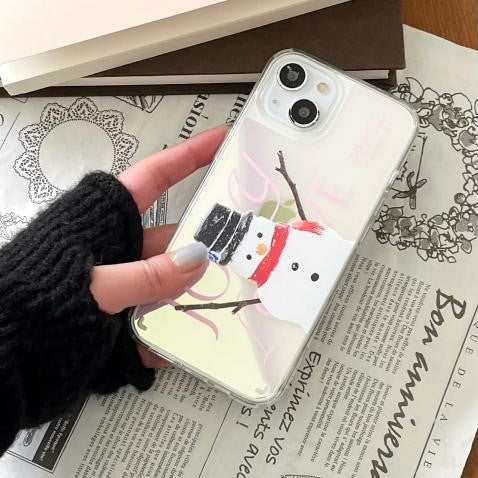 [Mademoment] Big Snowman Design Glossy Mirror Phone Case