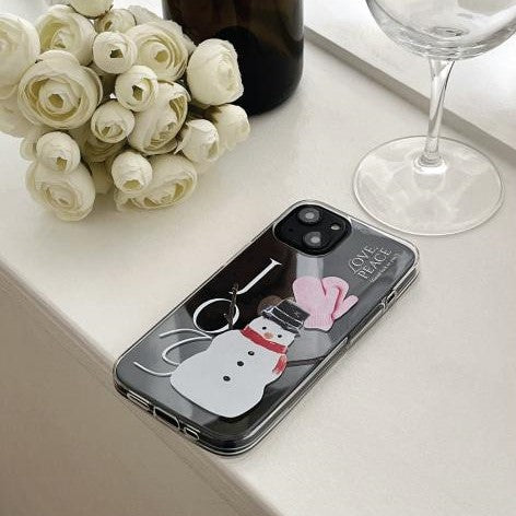 [Mademoment] Love And Joy Snowman Design Clear Phone Case (4 Types)