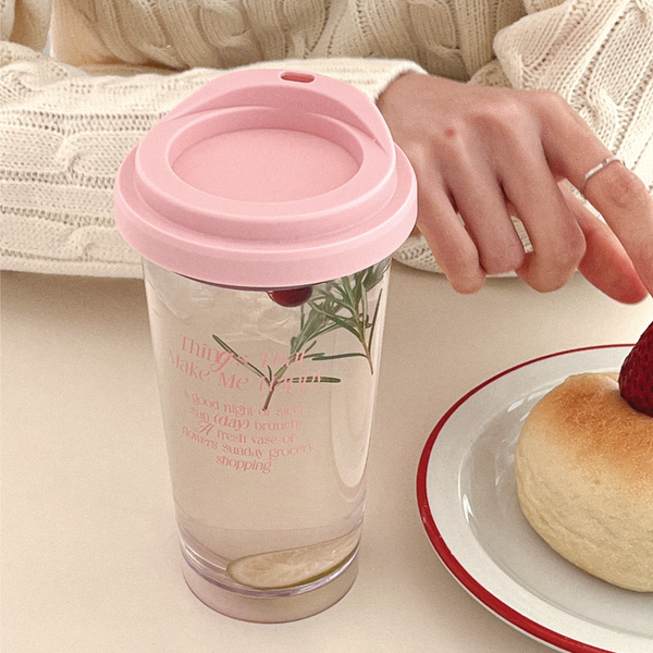 [Mademoment] Happy List Pink Clear Reusable Cup (Hot/Cold) 473ml