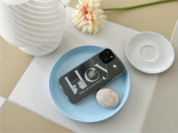 [Mademoment] Hey Momo Lettering Design Clear Phone Case (4 Types)