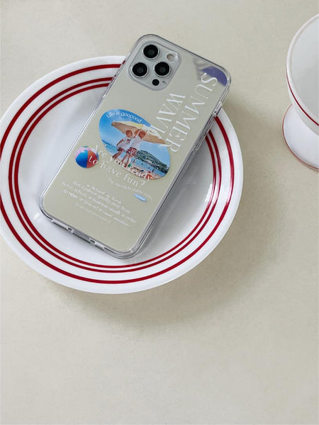 [Mademoment] 썸머웨이브 디자인 Glossy Mirror Phone Case