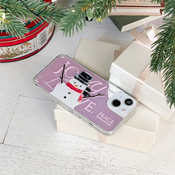 [Mademoment] Big Snowman Design Glossy Mirror Phone Case