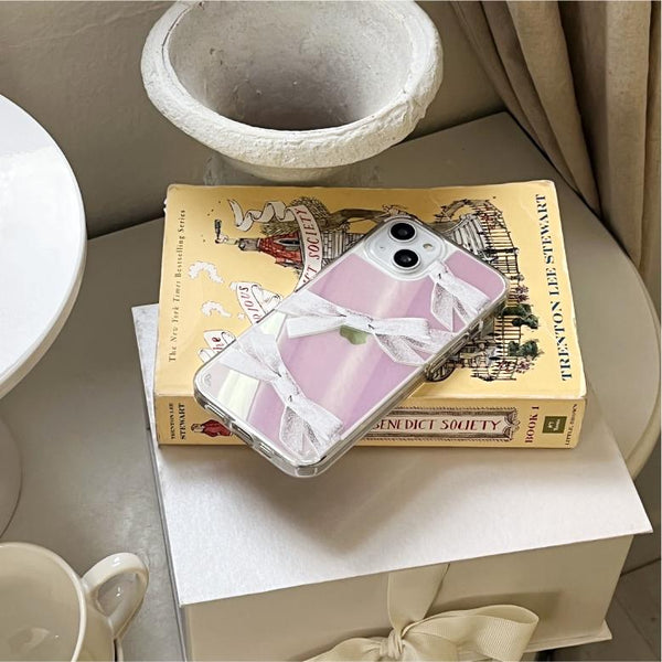 [Mademoment] Twinkle Ribbon Design Glossy Mirror Phone Case