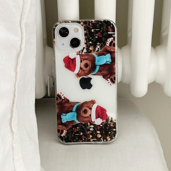 [Mademoment] Teddystmas Design Clear Phone Case (4 Types)