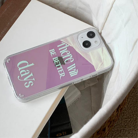 [Mademoment] Day's Color Lettering Design Glossy Mirror Phone Case