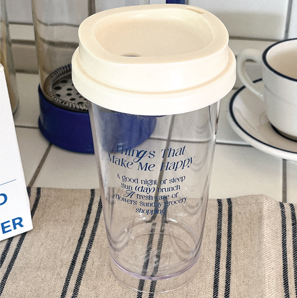 [Mademoment] Happy List Blue Clear Reusable Cup (Hot/Cold) 473ml