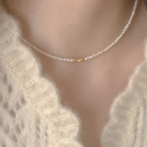 [moat] Gold Pearl Necklace (silver925)