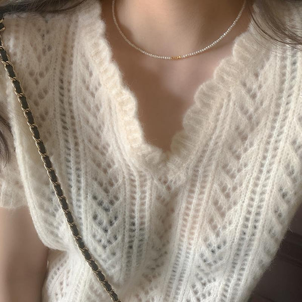 [moat] Gold Pearl Necklace (silver925)