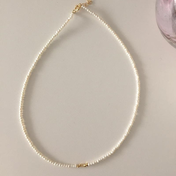 [moat] Gold Pearl Necklace (silver925)