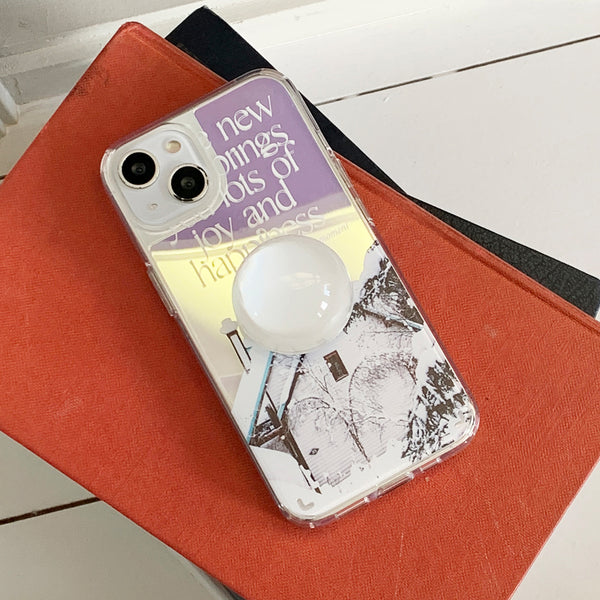 [Mademoment] Happy & Joy Lettering Design Glossy Mirror Phone Case