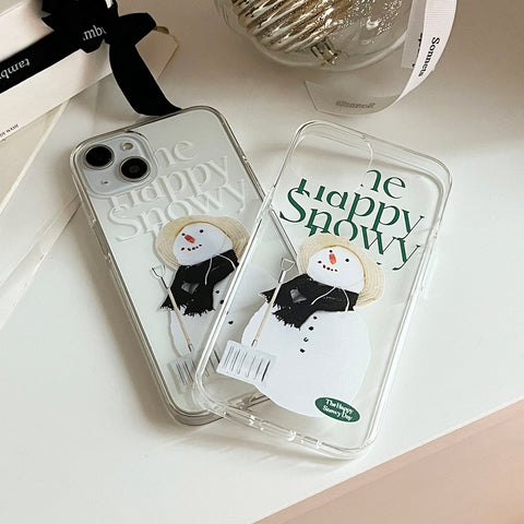 [Mademoment] Happy Snowy Lettering Design Clear Phone Case (4 Types)