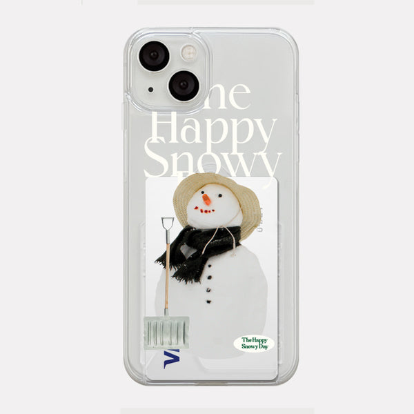 [Mademoment] Happy Snowy Lettering Design Clear Phone Case (4 Types)