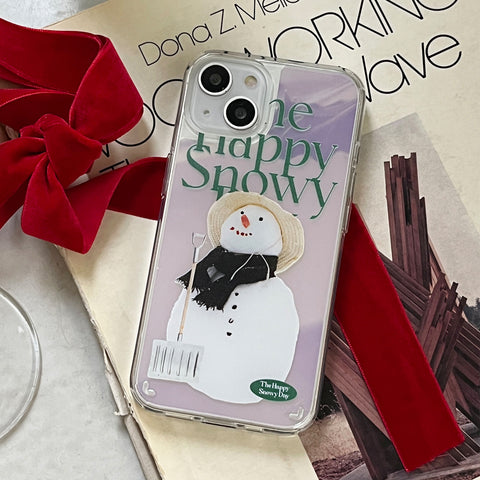 [Mademoment] Happy Snowy Lettering Design Glossy Mirror Phone Case