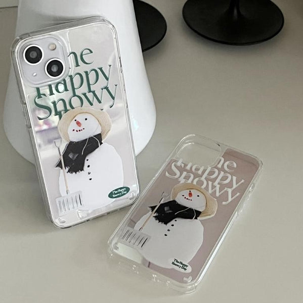 [Mademoment] Happy Snowy Lettering Design Glossy Mirror Phone Case