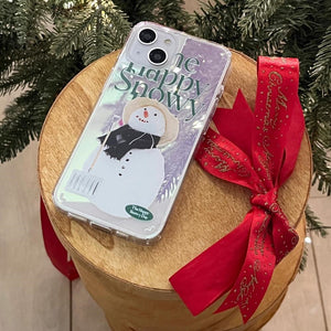 [Mademoment] Happy Snowy Lettering Design Glossy Mirror Phone Case