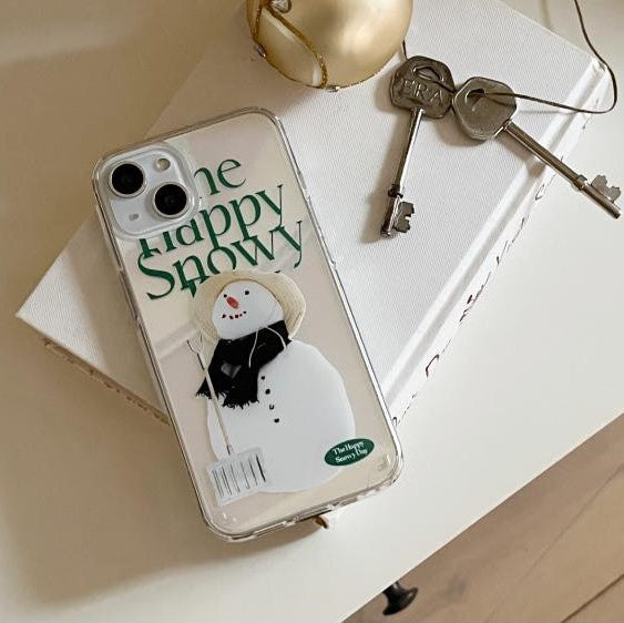 [Mademoment] Happy Snowy Lettering Design Glossy Mirror Phone Case