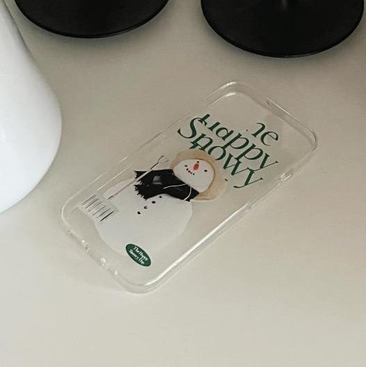 [Mademoment] Happy Snowy Lettering Design Clear Phone Case (4 Types)