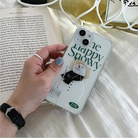 [Mademoment] Happy Snowy Lettering Design Clear Phone Case (4 Types)