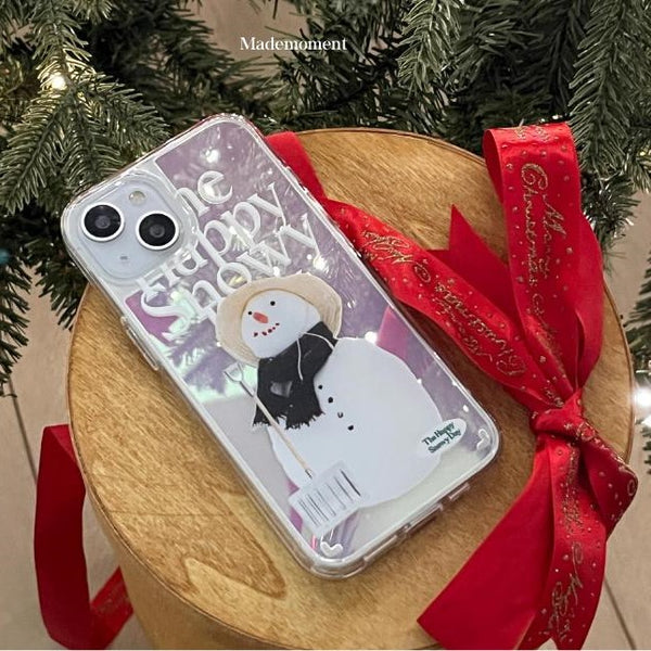 [Mademoment] Happy Snowy Lettering Design Glossy Mirror Phone Case