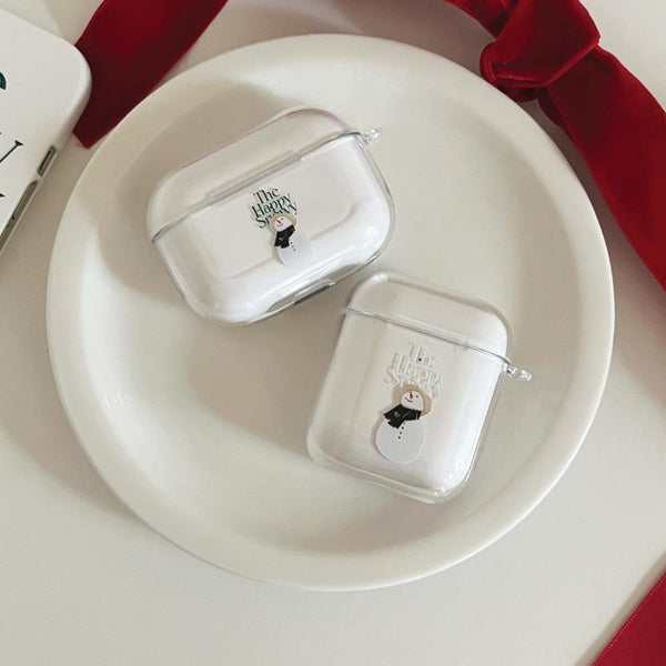 [Mademoment] Happy Snowy Lettering Design Clear AirPods Case