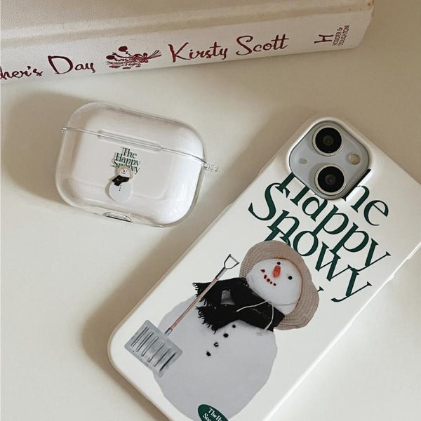 [Mademoment] Happy Snowy Lettering Design Clear AirPods Case