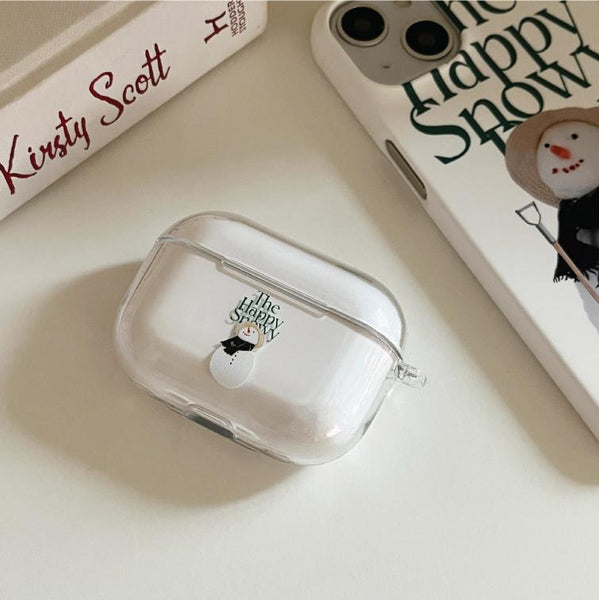 [Mademoment] Happy Snowy Lettering Design Clear AirPods Case