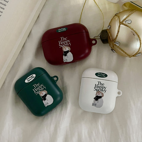 [Mademoment] Happy Snowy Lettering Design Airpods Case