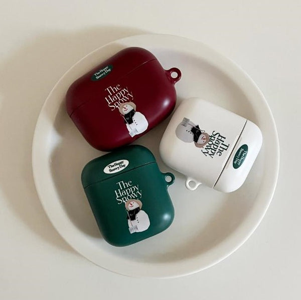 [Mademoment] Happy Snowy Lettering Design Airpods Case